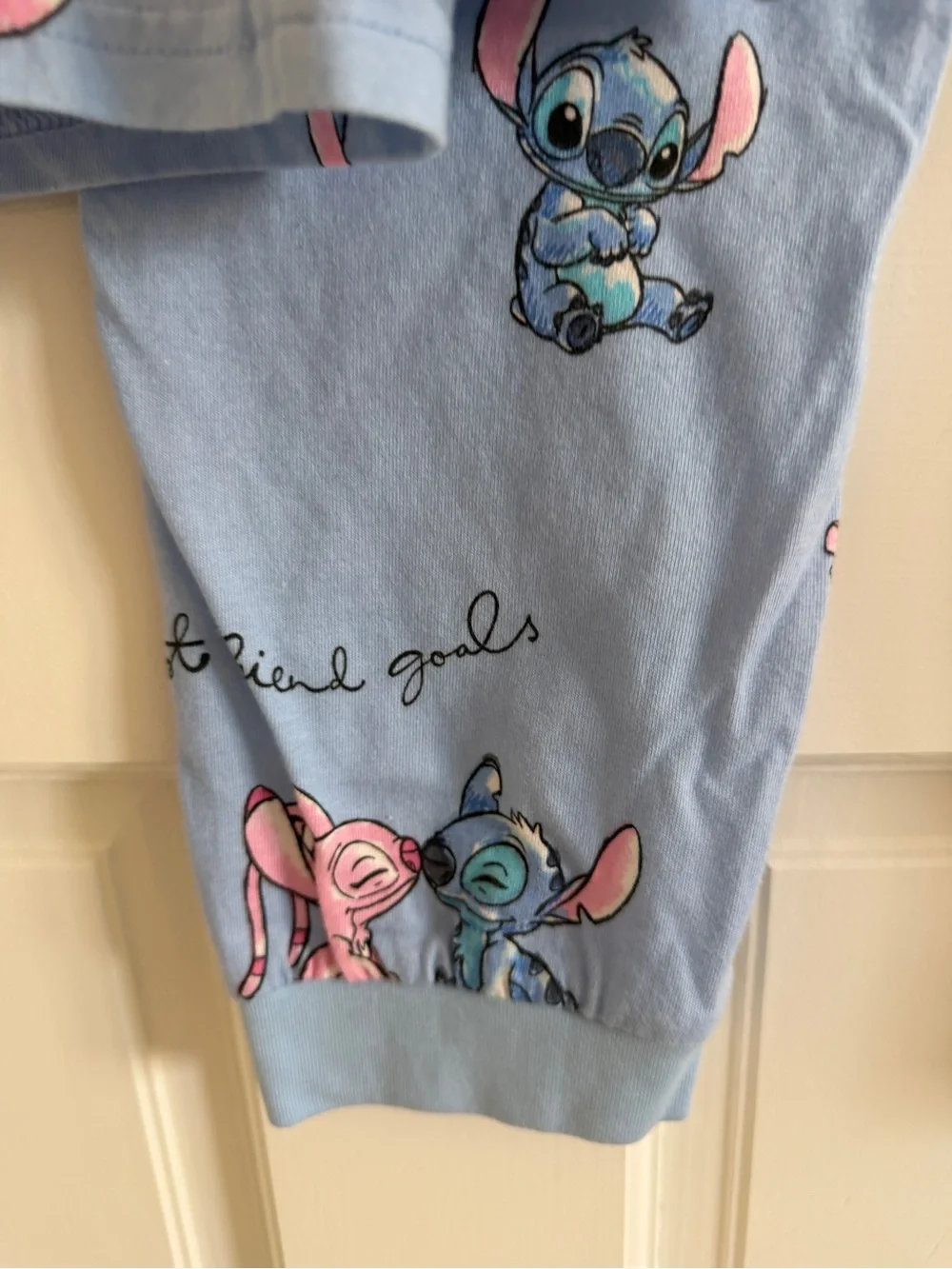 Disney Stitch & Angel M&S Pajama Set Girls 10-11 Blue Besties PJs-